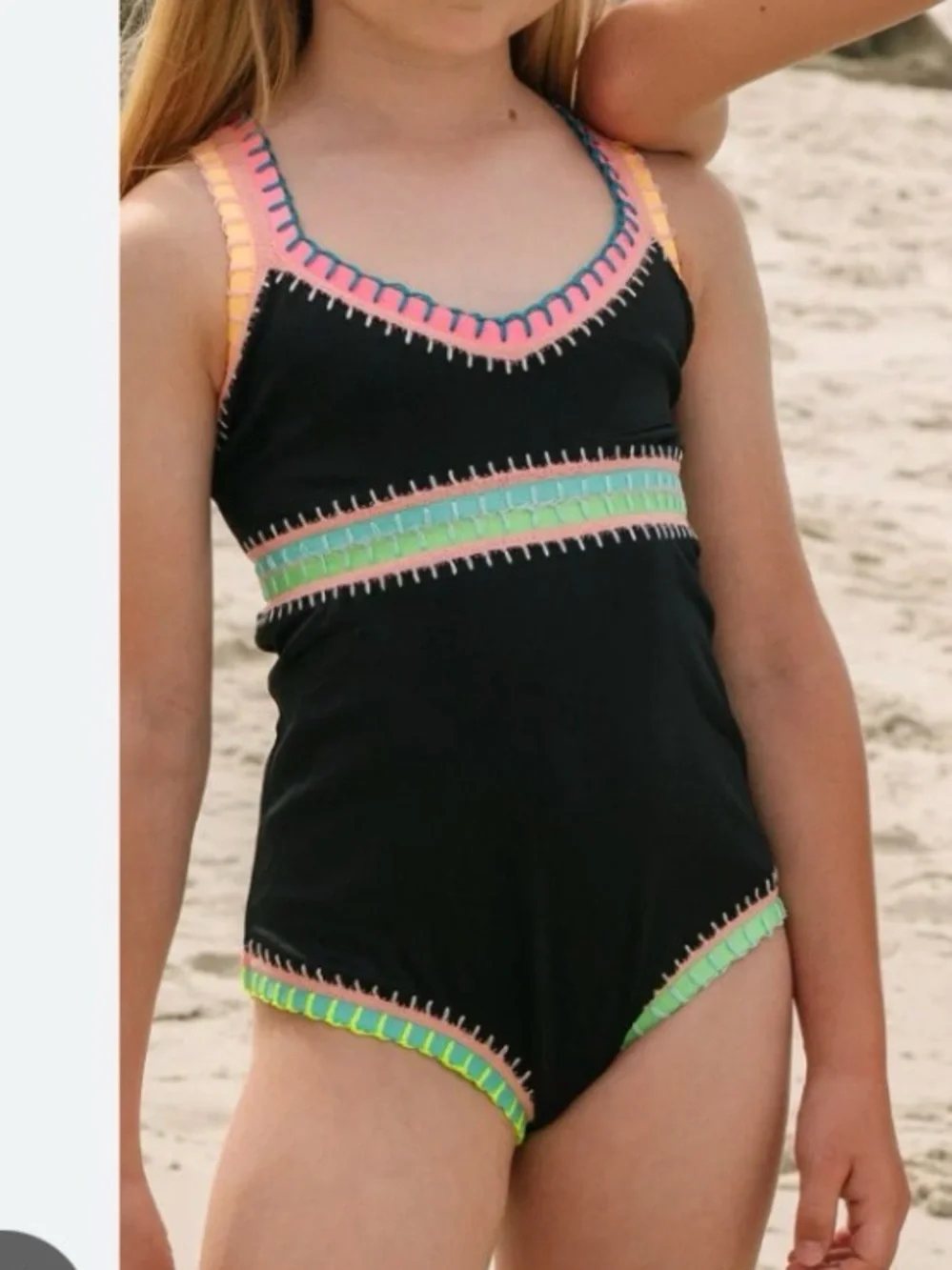 Platinum Swimwear Solange Ferrarini Embroidered Trim One Piece Swimsuit Size 6-8